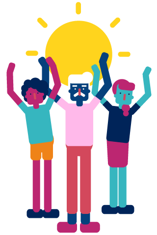 Illustration of a group of people involved in the Food Waste project